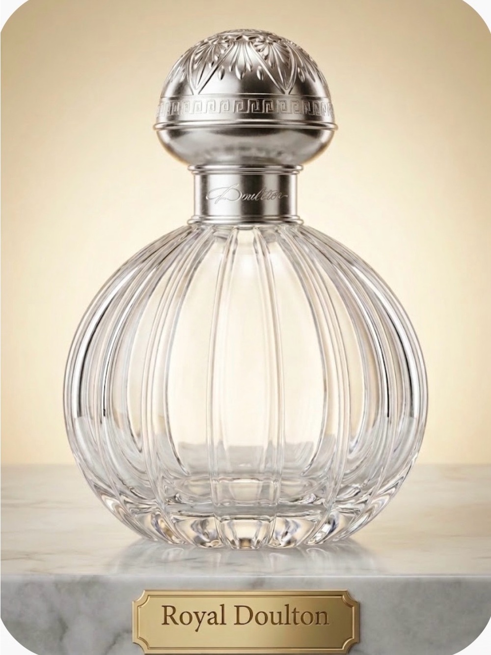 Royal Doulton Clear Crystal Diffuser Bottle with Silver-Tone Cap